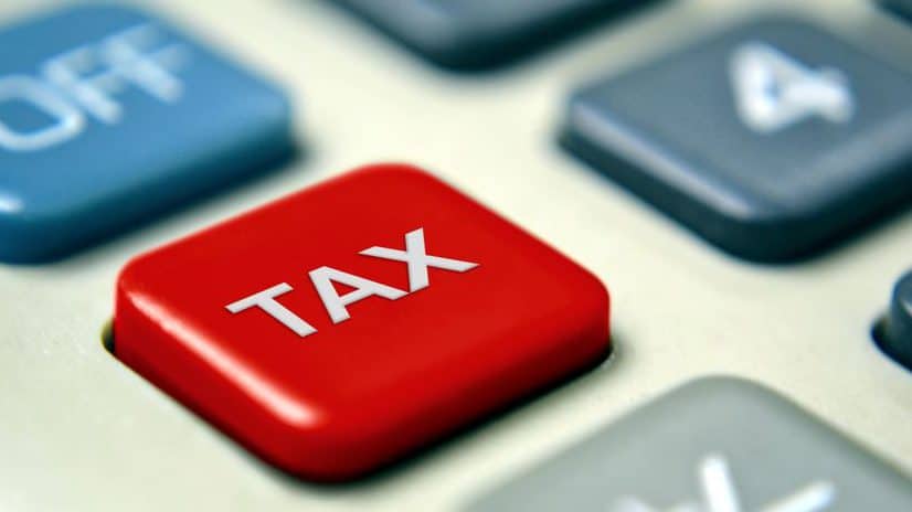 23206674 – tax calculator with red button