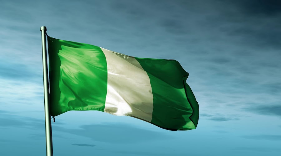 Nigeria flag waving on the wind