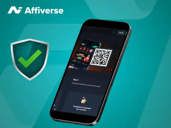 An app installing steps on a phone with a shield against a green background.