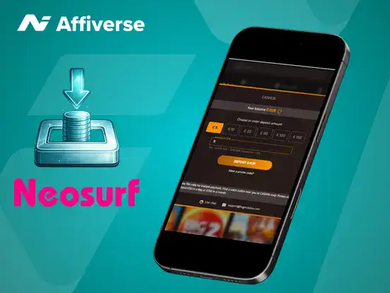 A phone shows depositing with Neosurf against a green background.