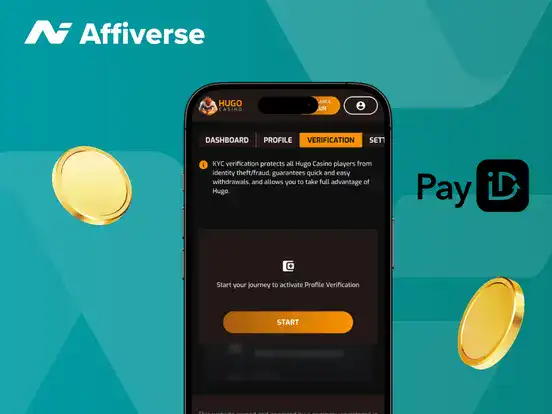 A PayID logo and coins with a KYC on a phone against a green background.