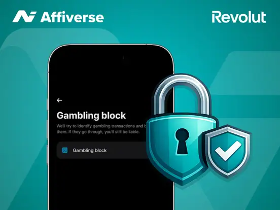 Revolut gambling block screen shown with a padlock and security shield
