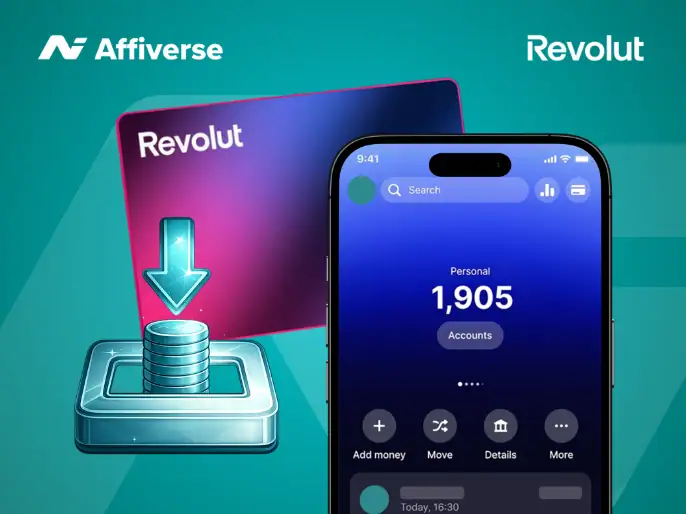 Revolut app and card shown with a deposit icon