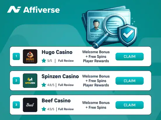Casino rankings with bonuses and ID verification security icons