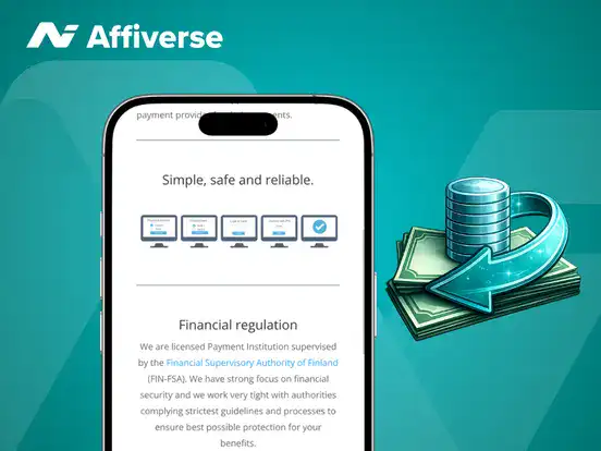 Smartphone showing banking security information next to a stack of cash with a circular arrow.