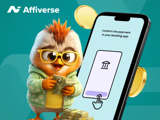 A cartoon owl next to a smartphone displaying a Confirm payment in your banking app notification.