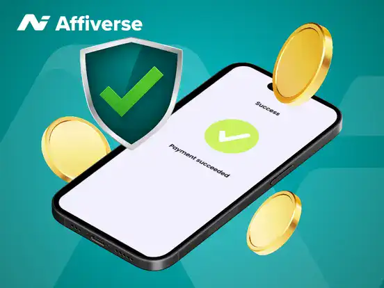 A smartphone displaying Payment succeeded surrounded by gold coins and a green security shield.
