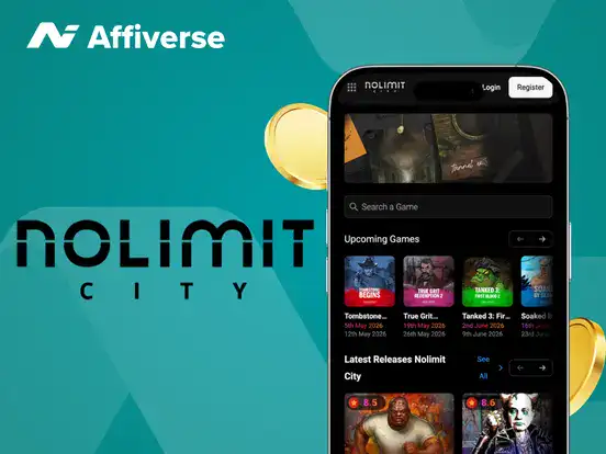 Nolimit City mobile interface showing upcoming game releases and gold coins.