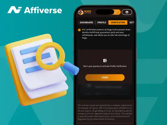 KYC verification process on a mobile casino app with document review icon