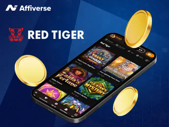 Red Tiger slot games on a mobile device with casino coins