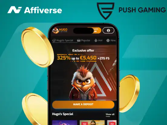Push Gaming casino bonus offer on a mobile casino screen