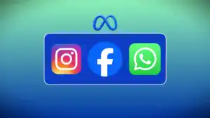 Meta graphic showing Instagram, Facebook and WhatsApp grouped under one brand.