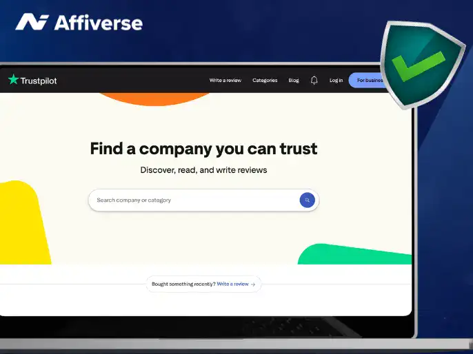 A smartphone displaying a Trustpilot review page.