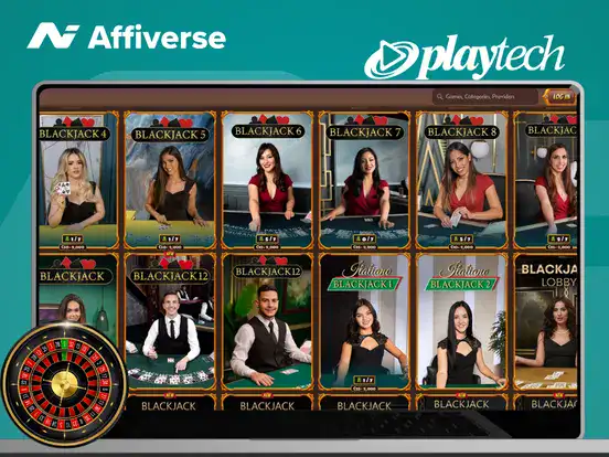 Smartphone screen showing a selection of Playtech slot games in a casino lobby.