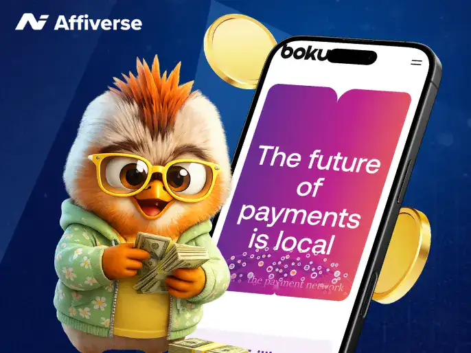 Owl mascot holding cash next to a phone displaying the Boku screen.