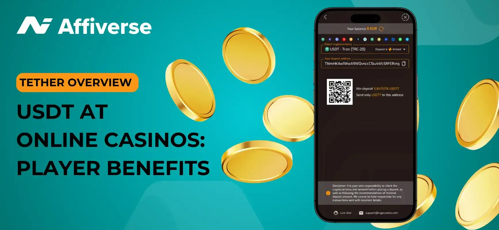 A banner about using USDT at online casinos.