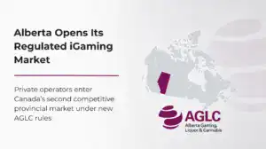 AGLC logo beside a map of Canada with Alberta highlighted