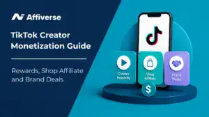TikTok monetization graphic with Creator Rewards, Shop Affiliate and Brand Deals.