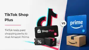 TikTok Shop Plus membership comparison with Amazon Prime in a split ecommerce graphic.
