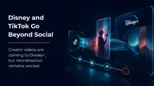 TikTok creator video moving into a Disney+ streaming interface.