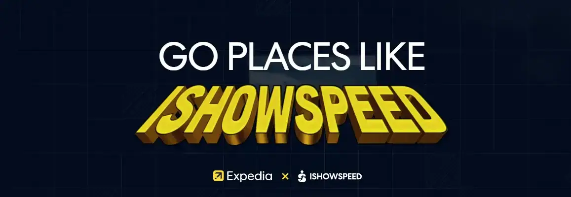 Image showing the collaboration between Expedia and iShowSpeed.