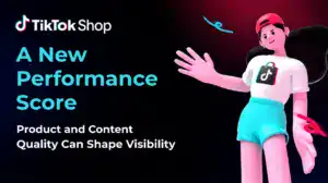 TikTok Shop graphic introducing a new Promotion Performance Score for affiliate creators.